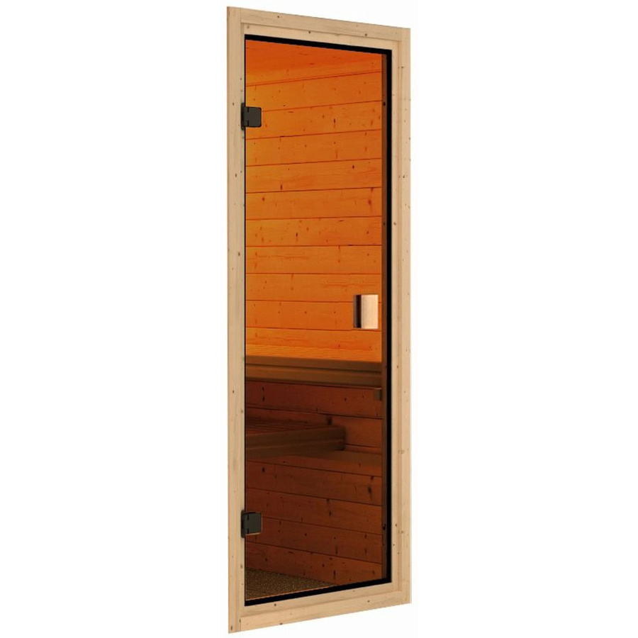 Karibu Saunatür Classic Glastür Bronze Gold mit Holz und Glas - Bild 2