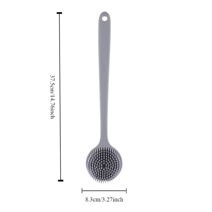 Doppelseitige Silikon-Körperbadebürste mit langem Griff, Unisex - Bild 3
