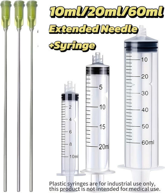 6-teiliges Set aus transparenten Kunststoffspritzen und Nadeln für den Laborgebrauch mit 0,34 oz, 0,68 oz und 2,03 oz - Bild 1