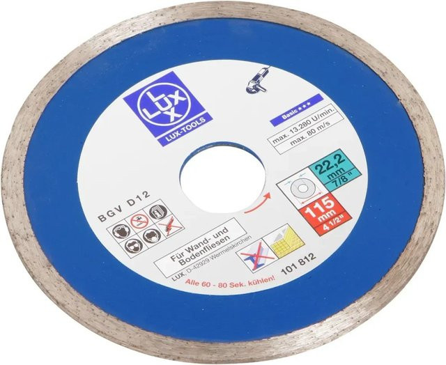LUX-TOOLS Diamant-Trennscheibe Vollrand in Blau mit 115 mm Durchmesser - Bild 1