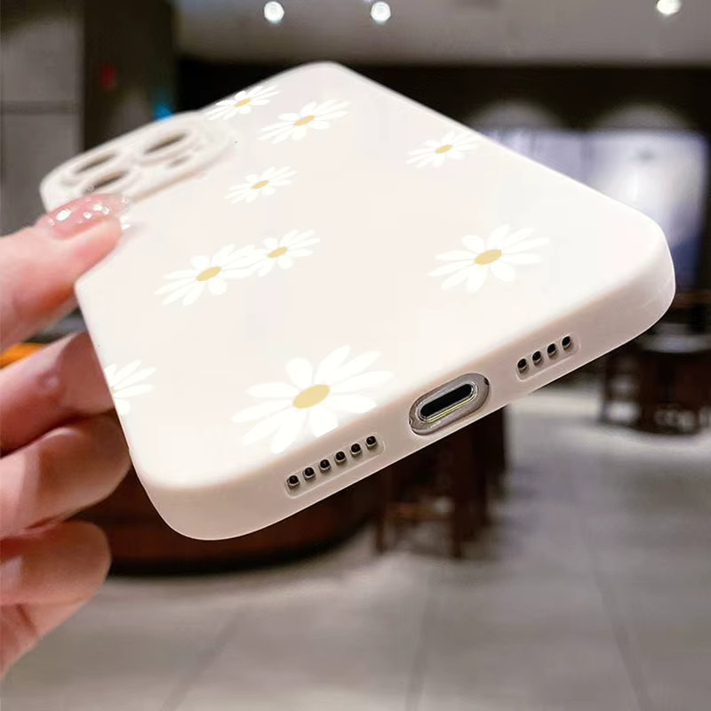 Handyhülle mit Gänseblümchen-Grafik für Apple iPhone Modelle in Weiß, Soft Matte Cover - Bild 6