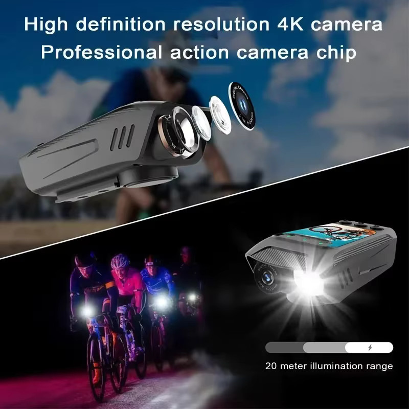 Luxuglow Action Kamera in Schwarz mit 2 Zoll Bildschirm, 4K 60fps und 20MP für Fahrrad, Motorrad und Helm - Bild 2
