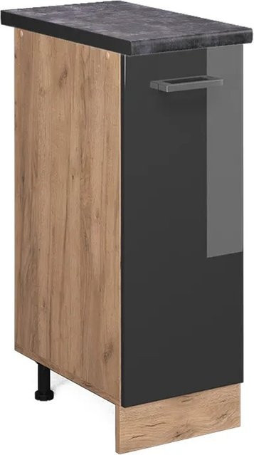 Vicco Apothekerschrank R-Line Anthrazit Hochglanz und Goldkraft Eiche, B/T/H: 30,0 x 60,0 x 81,6 cm - Bild 1