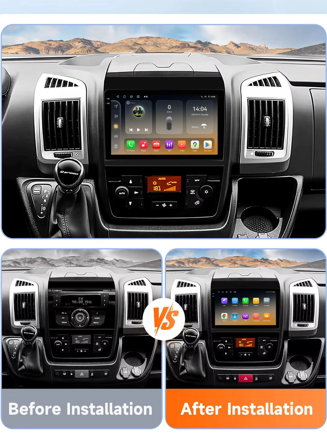 Hizpo 2Din Android 14 Auto Radio mit GPS und 4G für Fiat Ducato 3, Citroen Jumper 2 und Peugeot Boxer 2, Multimedia-System mit Carplay, Schwarz - Bild 4