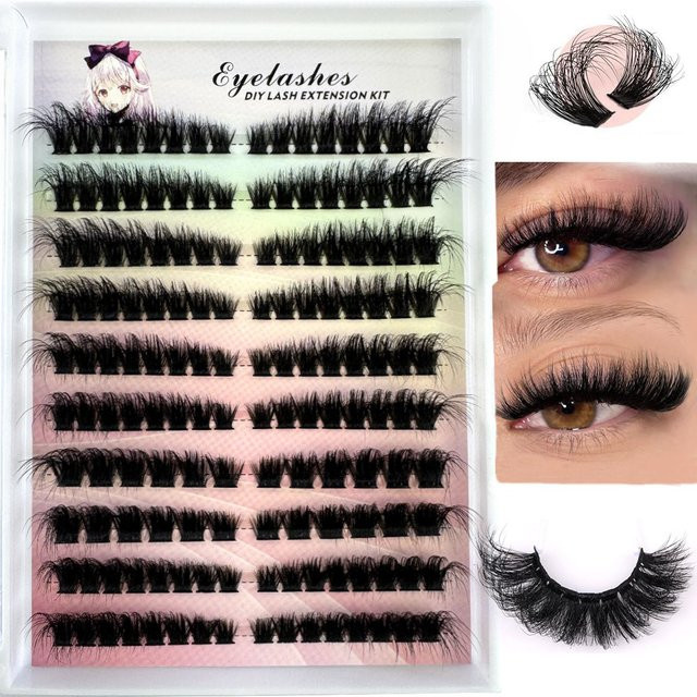 Left+Right Eye Lash Extension Single Clusters, Black, Unisex - Bild 1