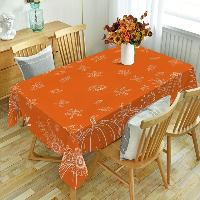 ZZN Tischdecke aus Polyester mit floraler Jacquard-Webung und Stickereien, Orange, B/T: 100 x 145 cm - Bild 1