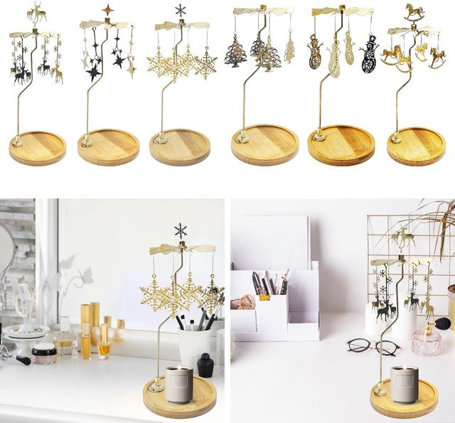Kesoto Drehbarer Kerzenhalter mit Stern-Ornament in Gold für Tealights - Bild 1