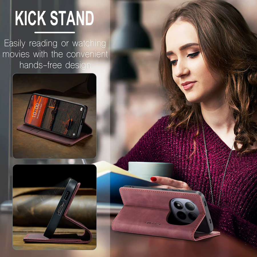 Luxuriöse Leder-Brieftasche für Xiaomi Redmi Note 15 Pro 4G in Schwarz mit Kartenfächern und Standfunktion - Bild 3