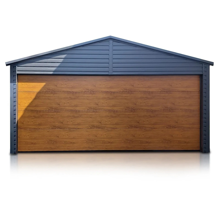 Liderstal Doppelgarage Premium aus Trapezprofilblech mit Sektionaltoren und Seitengiebel in Graphit, B: 590 cm, T: 500 cm, H: 310 cm - Bild 2