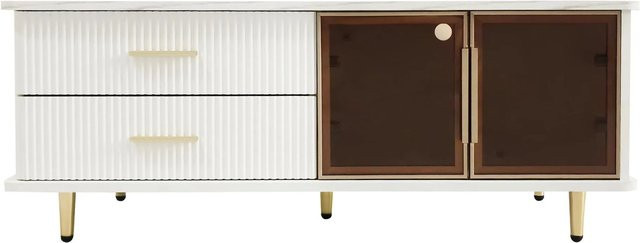 okwish Couchtisch Rechteckig in Weiß mit Marmormuster und LED, B/T/H: 115 x 57 x 40 cm - Bild 1