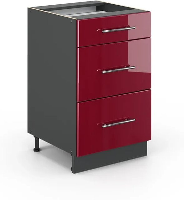 Vicco Küchenunterschrank Fame-Line Bordeaux Hochglanz Anthrazit Breite: 50 cm - Bild 2