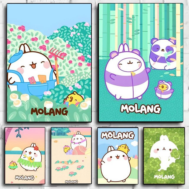 Molang Kawaii Anime Poster dekorative Wandkunst Multicolor Wandbild Fotodruck für dein Zuhause - Bild 1