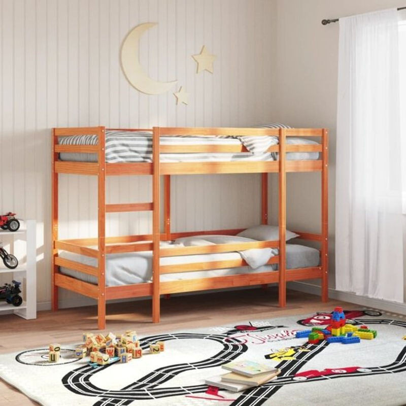 Vidaxl Etagenbett aus Massivholz Kiefer in Braun, B/T/H: 90 x 190 cm - Bild 1