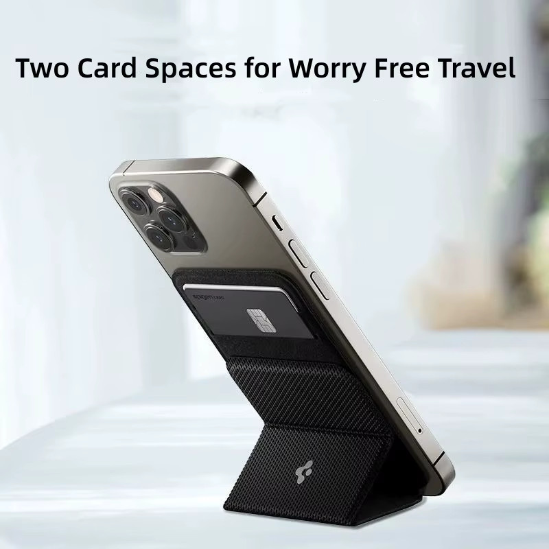 Spigen Magnetische Falten-Brieftasche mit Kartenhalter und Ständer für iPhone 11 bis iPhone 17 Pro Max, kompatibel mit MagSafe, in Schwarz oder Rot - Bild 4