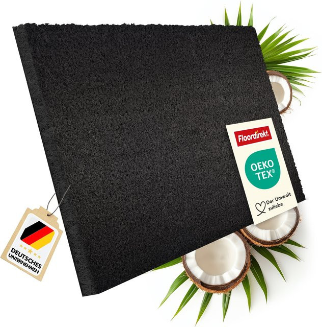 KARAT Kokosmatte Schwarz als rutschfester Fußabtreter B/T: 80 x 50 cm, Höhe: 1,7 cm - Bild 3