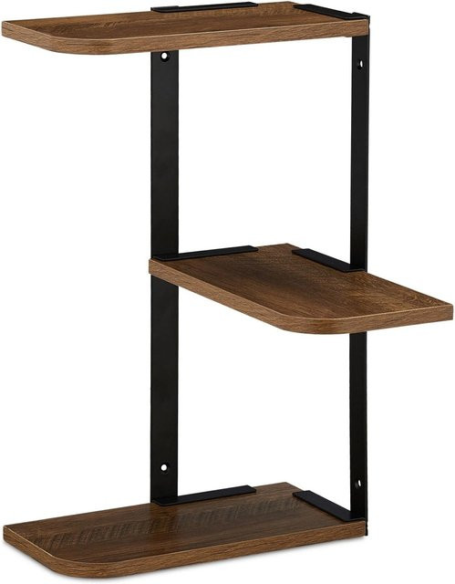 Relaxdays Eckregal im Industrial Design aus MDF und Metall, Wandmontage, Braun/Schwarz, B/T/H: 42,5 x 26,5 x 26,5 cm - Bild 1