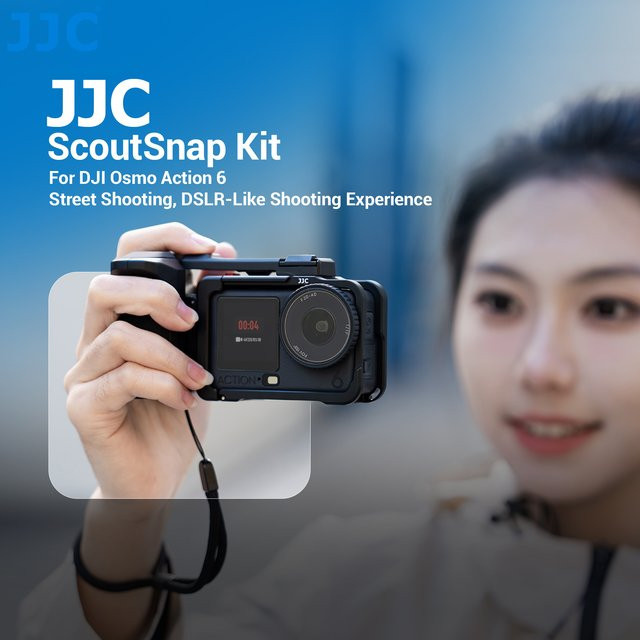 JJC Metall Street Grip Kit für DJI Osmo Action 6 in Schwarz mit magnetischem Griff und Auslöseknopf - Bild 1