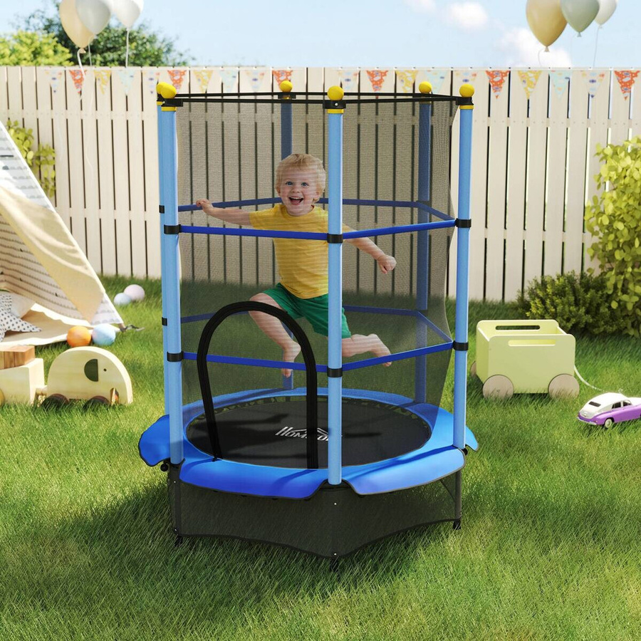 HOMCOM Kindertrampolin mit Sicherheitsnetz und Randabdeckung Blau - Bild 3