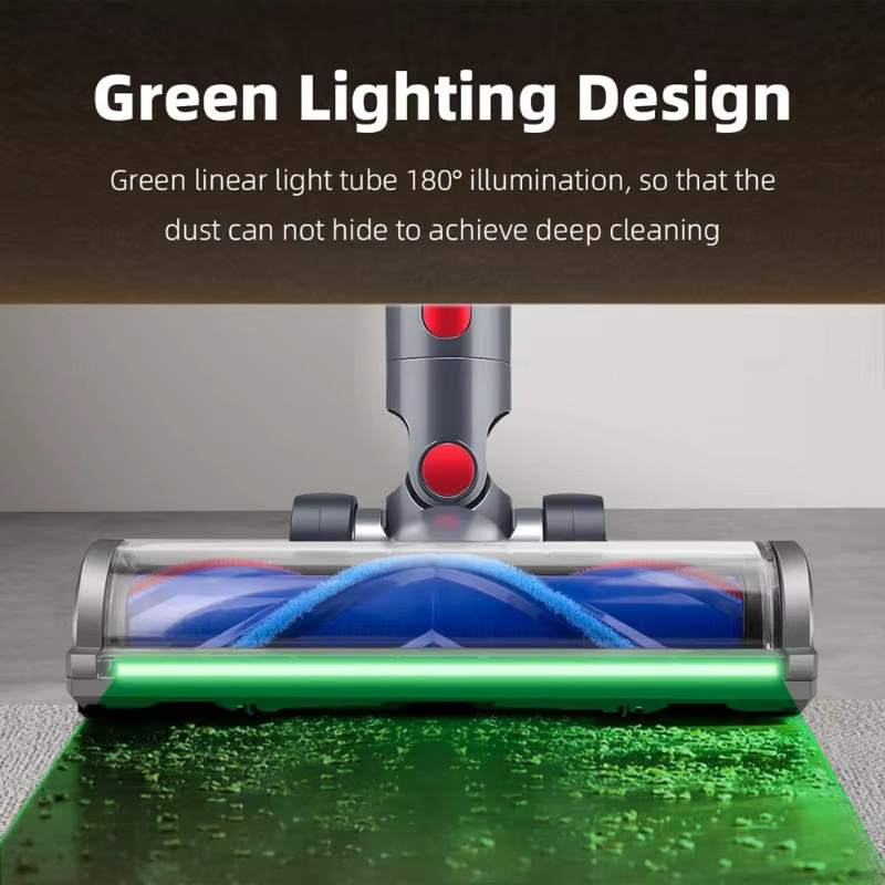Dyson Ersatz-Bodenbürstenkopf mit LED-Lichtleiste in Grau für V7 V8 V10 V11 V15 Kabellose Staubsauger, Universelle Reinigungsrolle für Hartböden und Teppiche - Bild 5