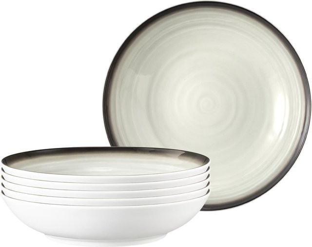 Seltmann Weiden Terra Suppenteller 6er Set in Grau und Weiß Durchmesser: 21,2 cm - Bild 1