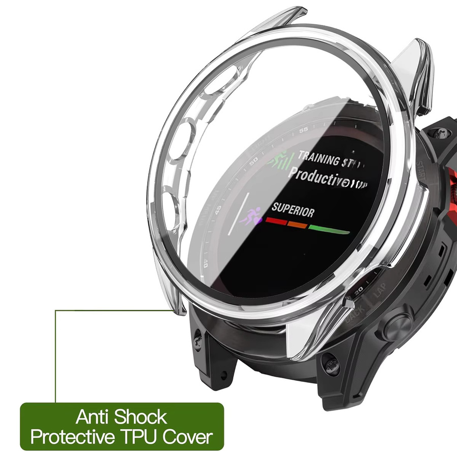 OAKCHARM Displayschutzhülle für Garmin Forerunner 165 mit gehärtetem Glas und PC-Gehäuse in Pink - Bild 4