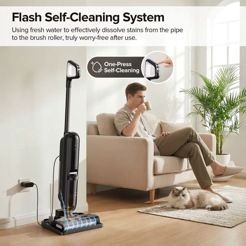 Lubluelu Kabelloser Nass-Trocken-Staubsauger mit Wischfunktion in Schwarz mit Kantenreinigung, Selbstreinigungsfunktion und Smart-Home-Integration - Bild 5