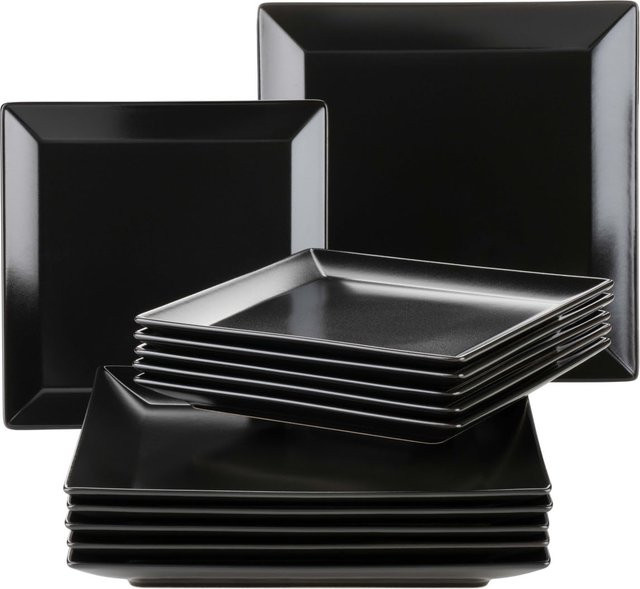 Mäser Teller-Set Manhattan City aus Porzellan, 12-teilig, Schwarz - Bild 1