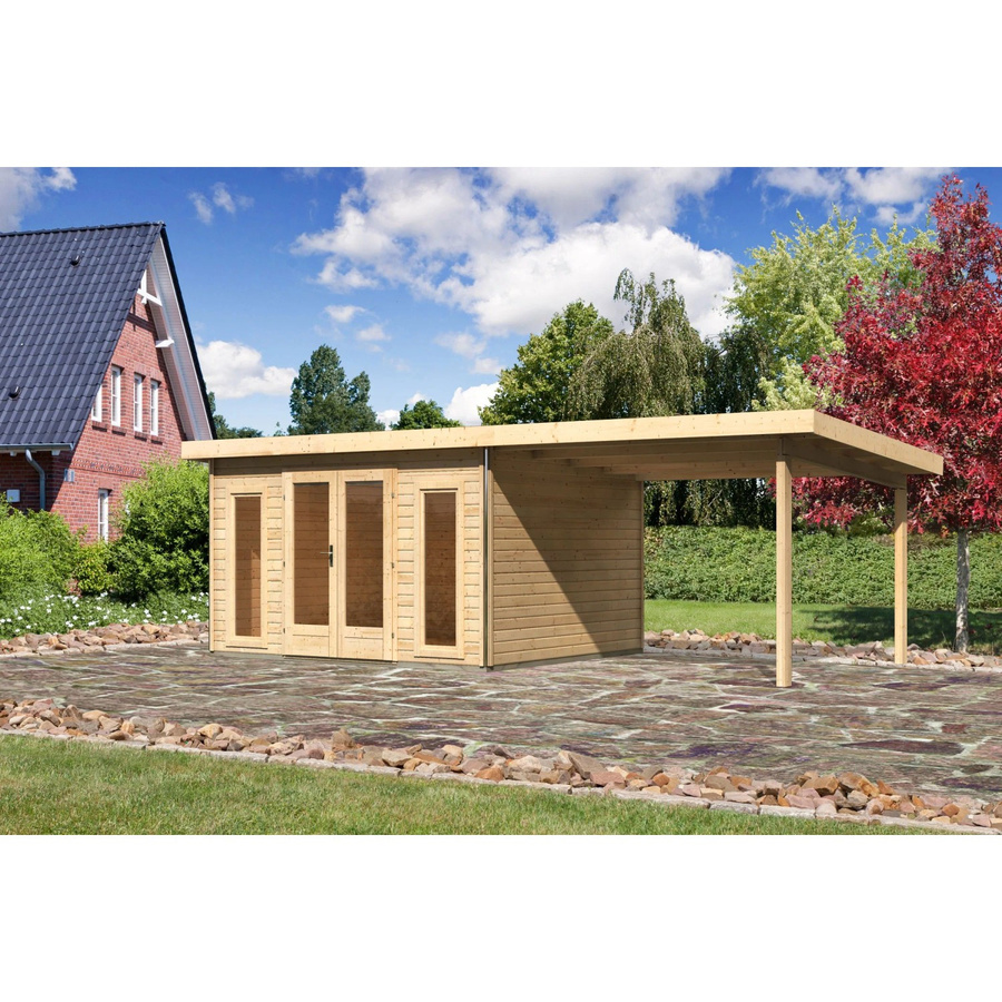 Karibu Holz-Gartenhaus Norrköping mit Pultdach in Braun, B: 365 cm, T: 305 cm, H: 229,5 cm - Bild 2
