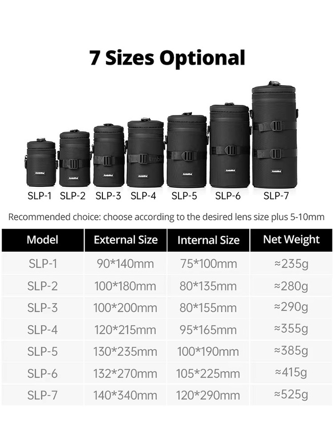 AMBITFUL Kameraobjektivtasche mit Kordelzug und Haken, Schwarz, passend für Canon, Sony und Nikon DSLR Objektive - Bild 6