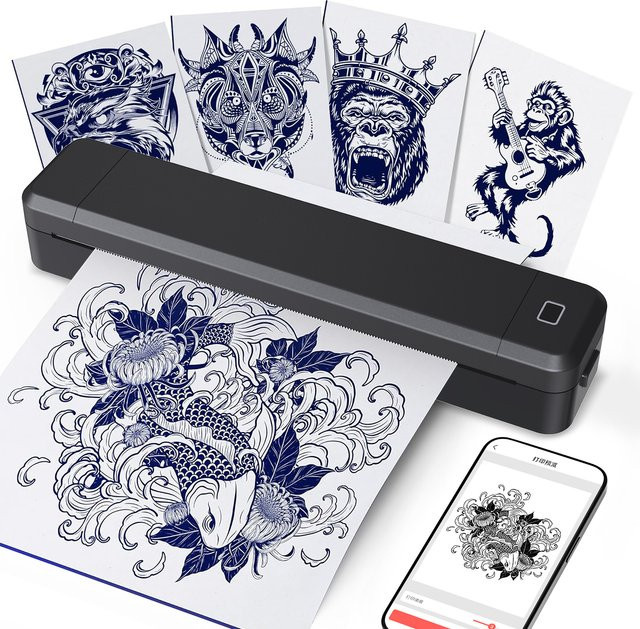 Marklife Thermoetikettendrucker X8 Mini, tragbarer Bluetooth-Drucker für A4-Tattoo-Papier und Etiketten für Büro und Kleinunternehmen - Bild 1