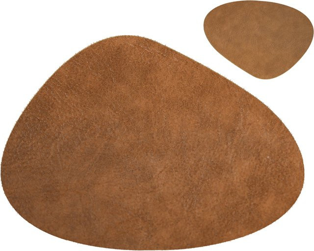 Inyahome PU-Leder Tischsets und Untersetzer Set, wasserdicht und faltenfrei, Farbe: Braun - Bild 1