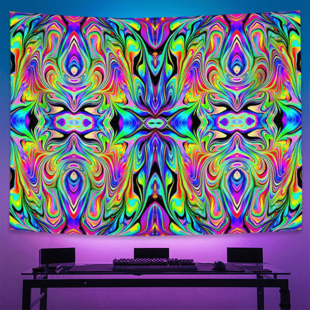 VIKAMA Gaming Fluid Energy Wandteppich mit Gradient-Illusion in Multicolour zur immersiven Raumdekoration für deinen Game Room - Bild 1