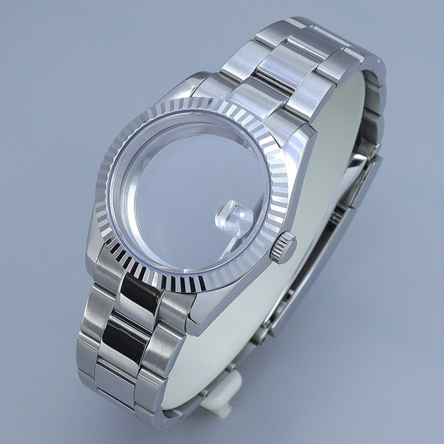 miaozhunke Uhrengehäuse, Edelstahlarmband, Silber, 36 mm, 39 mm, Saphirglas - Bild 1