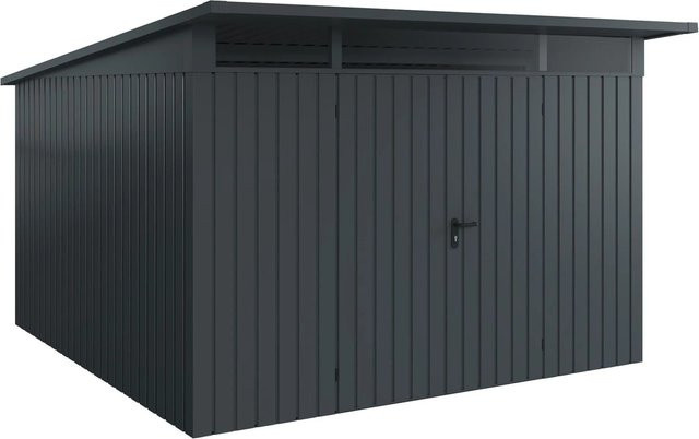 EcoStar Gerätehaus Euroline Pultdach in Anthrazitgrau mit 2-flügeliger Tür und Acrylglas-Oberlicht, B: 358 cm, T: 325 cm - Bild 1
