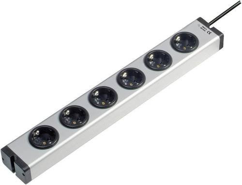 Ehmann 6-fach Steckdosenleiste mit Schutzkontakt aus Aluminium in Silber - Bild 1