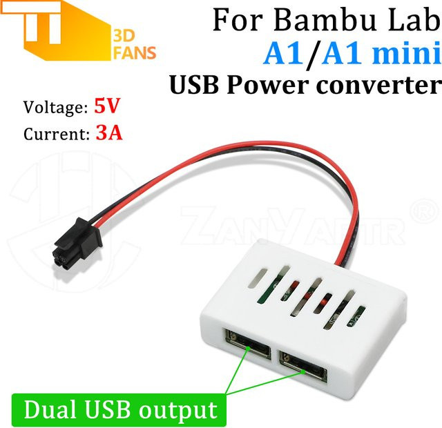 Bambu Lab Dual USB Netzteil für A1 und A1 mini sowie P1 und P1S 3D-Drucker in Weiß - Bild 1