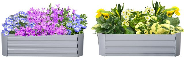 HOMCOM Gartenbeet Pflanzkasten aus verzinktem Stahl in Grau, B/T/H: 100 x 100 x 30 cm, robust und wetterfest für Garten und Balkon - Bild 1