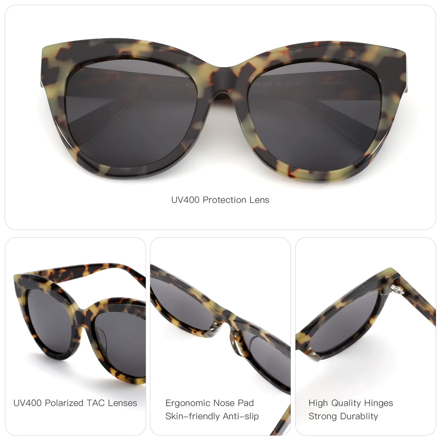 ZENOTTIC Sonnenbrille, quadratisch, Vollrand, Acetat, braun, Damen - Bild 3