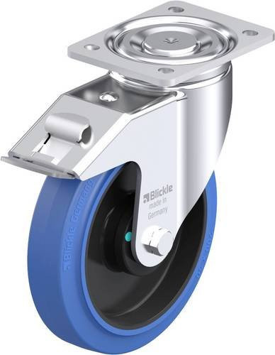 Blickle Stahlblech-Lenkrolle LH-POEV 200KAD-FI-SB in Blau und Schwarz mit 200 mm Rad-Durchmesser und 500 kg Tragfähigkeit - Bild 1