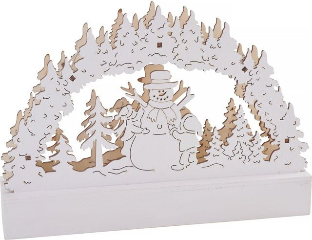 VBS Lichterbogen Schneemann in Weiß aus Sperrholz für die Winterdekoration - Bild 1