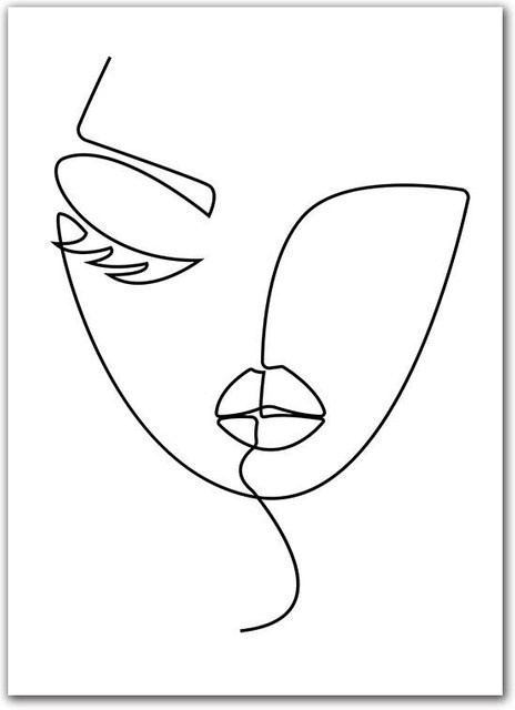 Nordisches minimalistisches Wandbild mit abstrakter Frauenfigur als Leinwandmalerei in Weiß, Breite: 40 cm, Höhe: 50 cm - Bild 1