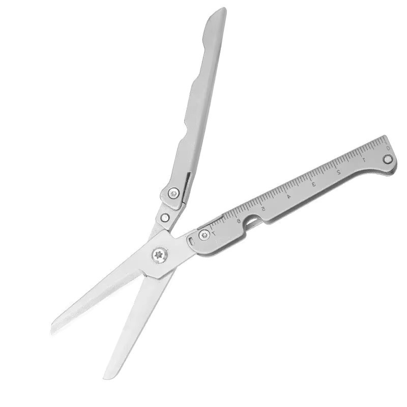 Multifunktionale Mini-Edelstahlschere faltbar und tragbar in Silber für Outdoor und Camping - Bild 3