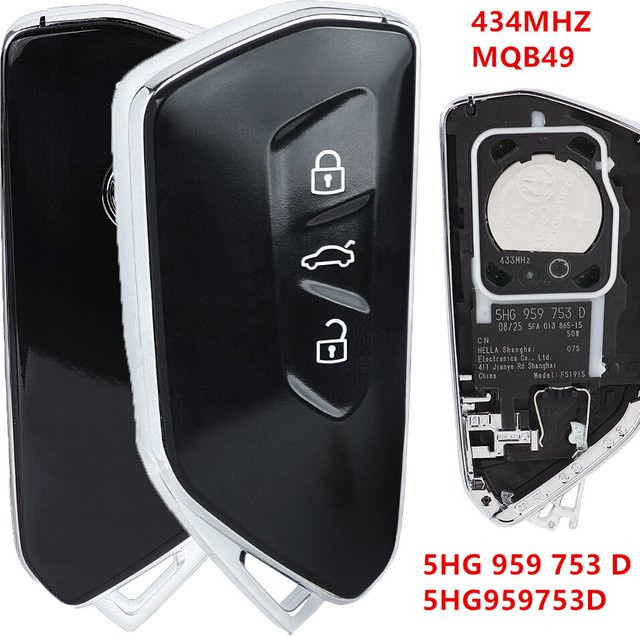 KEYECU Original OEM Smart Remote Key FOB 3 Tasten 434 MHz MQB49 für Volkswagen Golf 8 ID3 ID4 ID6 in Schwarz PN: 5HG 959 753 D - Bild 1