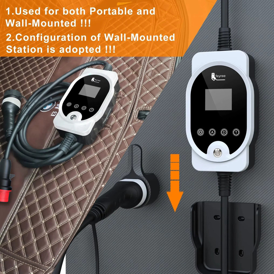 Feyree Typ2 11KW EVSE Wallbox Tragbares Ladegerät mit Wi-Fi Smart APP Control, 16A 3-Phasen Ladestation für Elektroautos, Weiß - Bild 5
