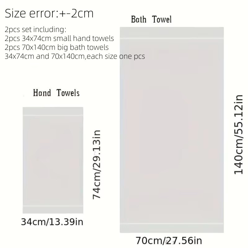 2er-Set inyahome Baumwollhandtücher Schwarz, bestickt und schnelltrocknend, B/H: 34 x 74 cm und 70 x 140 cm - Bild 2