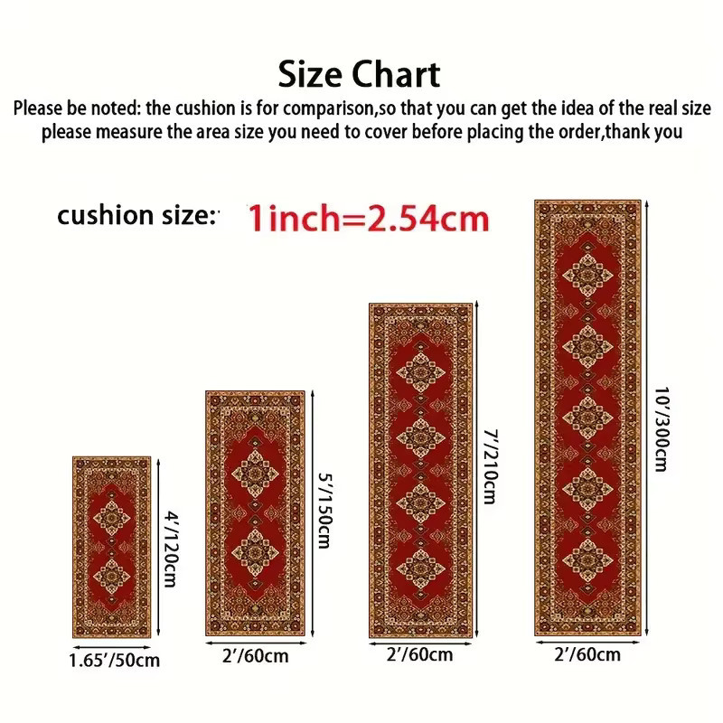 VIKAMA Laufmatte im orientalischen Stil, rote Teppichmatte für Schlafzimmer, Flur oder Küche, pflegeleicht - Bild 5