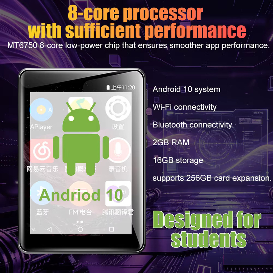 Famue Android 10 Musik-Player in Schwarz mit 64GB Speicher, WLAN, Bluetooth, 5MP Kamera und IPS-Bildschirm - Bild 5