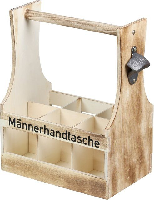 Flaschenträger KESPER aus FSC-Holz, geflammt, braun - Bild 1