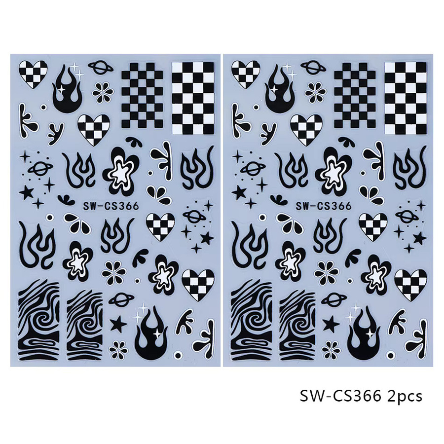 SWEET TREND Nagelaufkleber, Schwarz-Weiß, 2 Stück - Bild 7