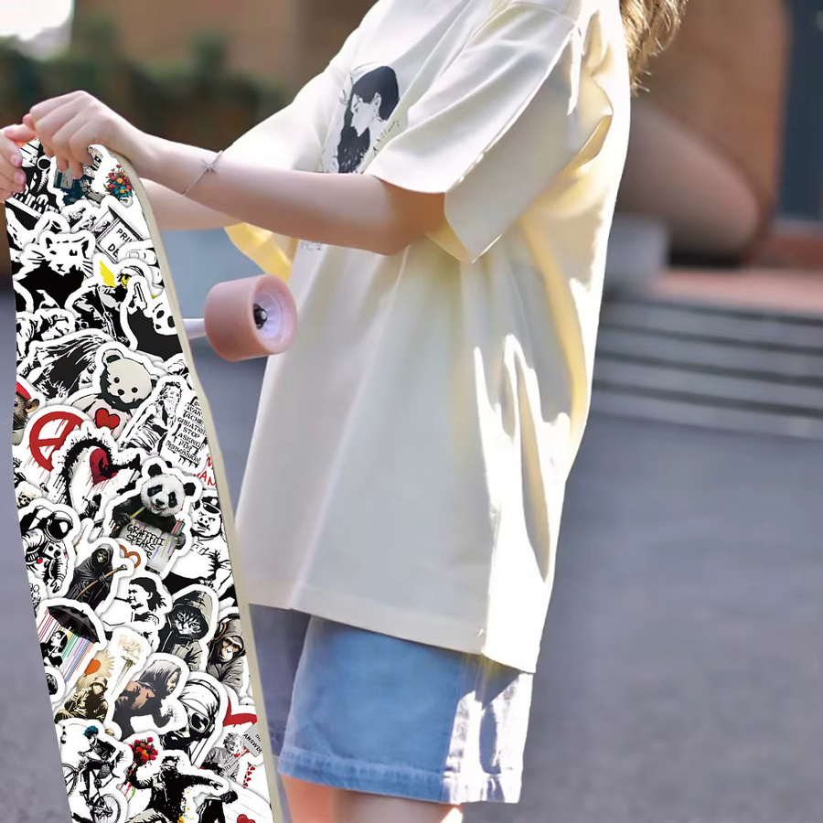 100 Stück Banksy Kunst Graffiti Aufkleber in Multicolour für Skateboard, Tassen, Koffer und Computer - Bild 3